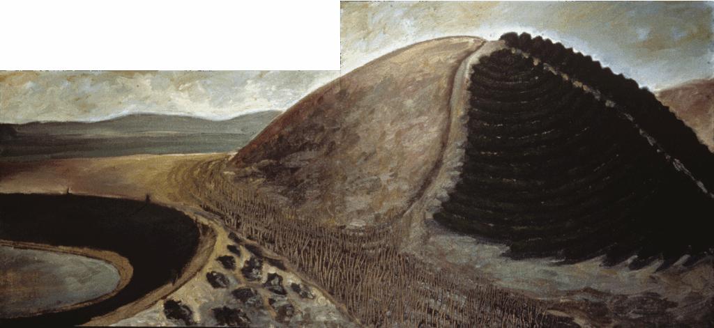 405 at Sand Canyon 42h x 92.5w in. | diptych | oil on sealed burlap | 1988