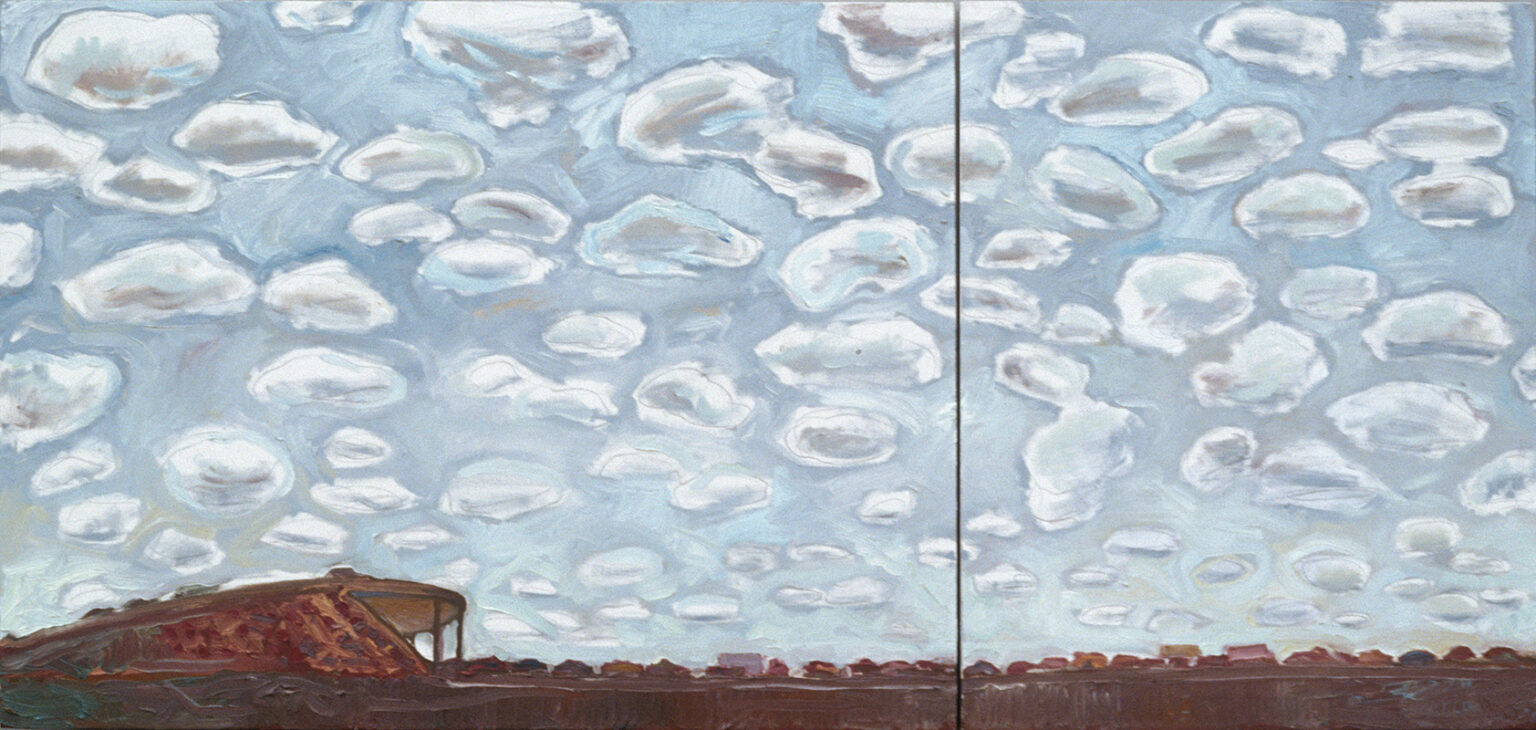 4 pm, Friday 30h x 60w in. | diptych | oil on canvas | 1990