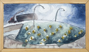 Overpass Study 3.5h x 5w in. | watercolor on gessoed panel | 1989