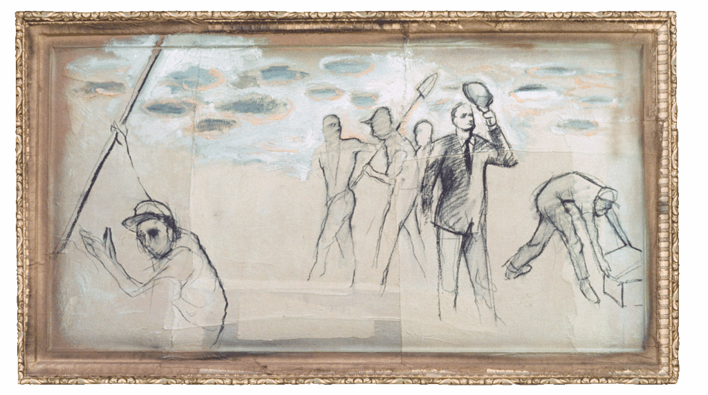 The Great Architect 28h x 51w in. | mixed media on mounted canvas | 1991